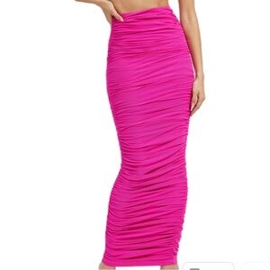 Good American Hot Pink Maxi Ruched Skirt